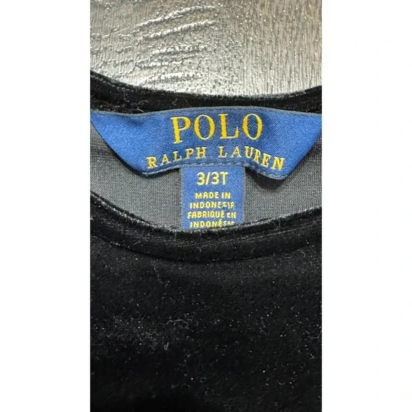 Polo Ralph Lauren Velvet Dress Long Sleeve Black Party Holiday Classic Size 3/3T - Picture 2 of 7